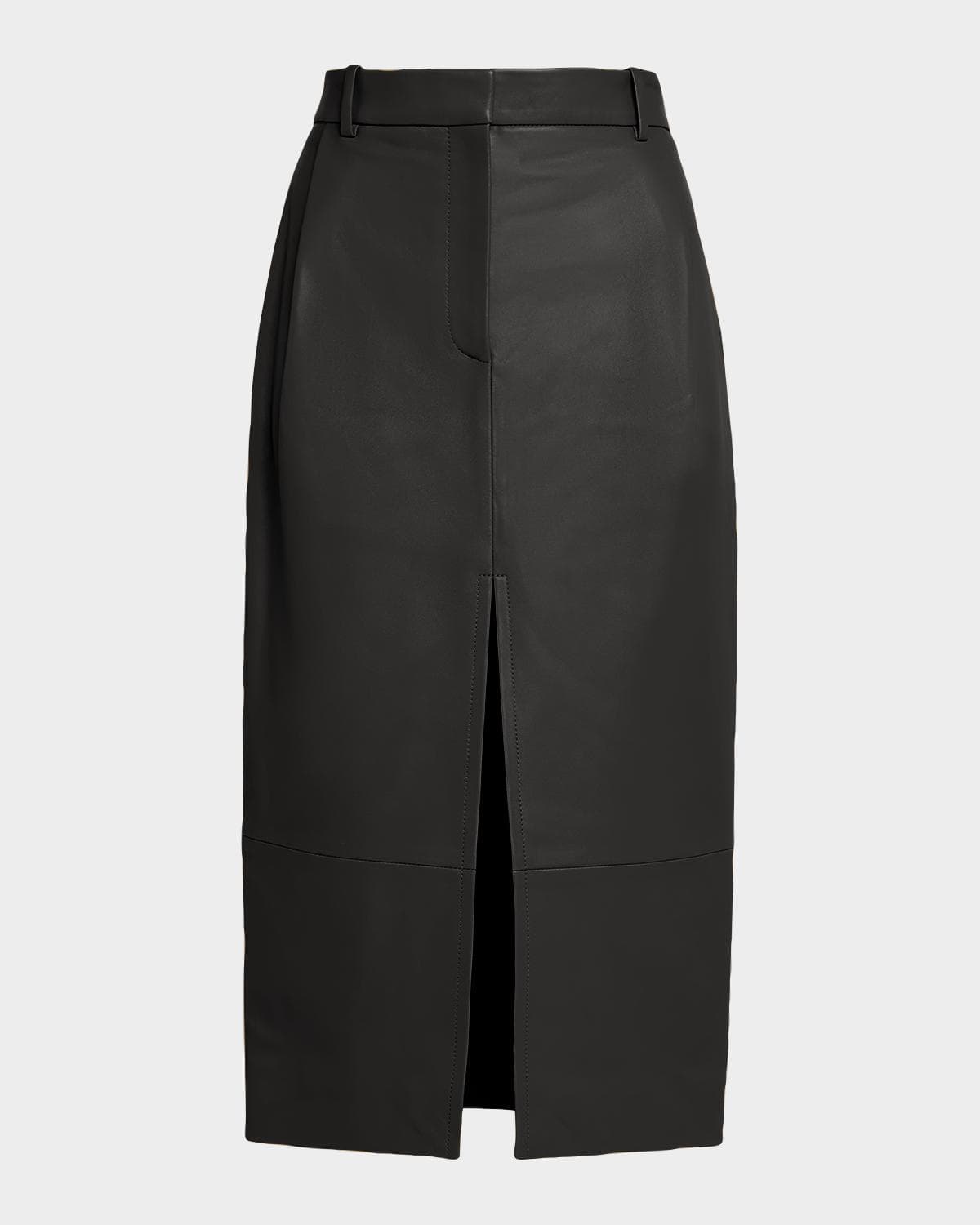 Khaite Anden Leather Midi Skirt