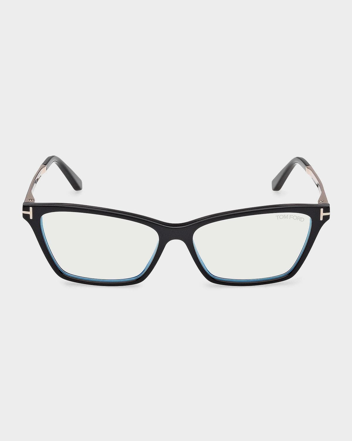 TOM FORD 56MM Blue Block Rectangular Eyeglasses