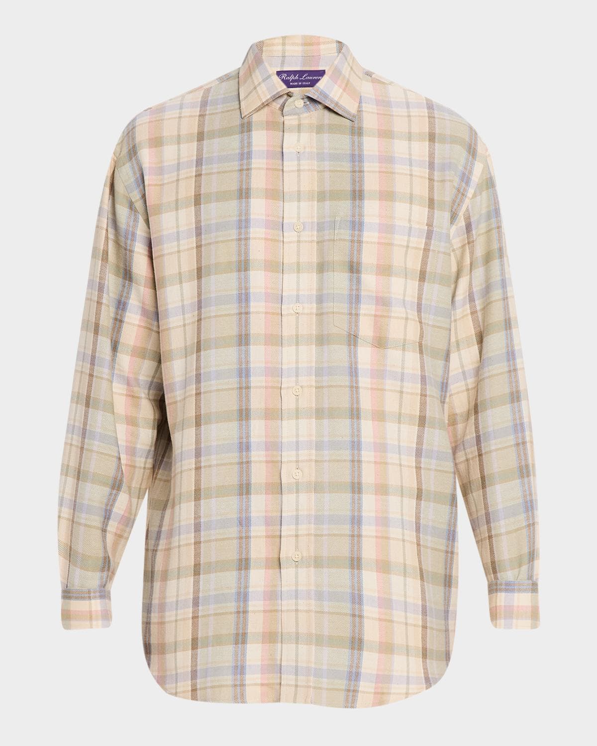 Ralph Lauren Purple Label Men's Plaid Hemp-Cotton Shirt
