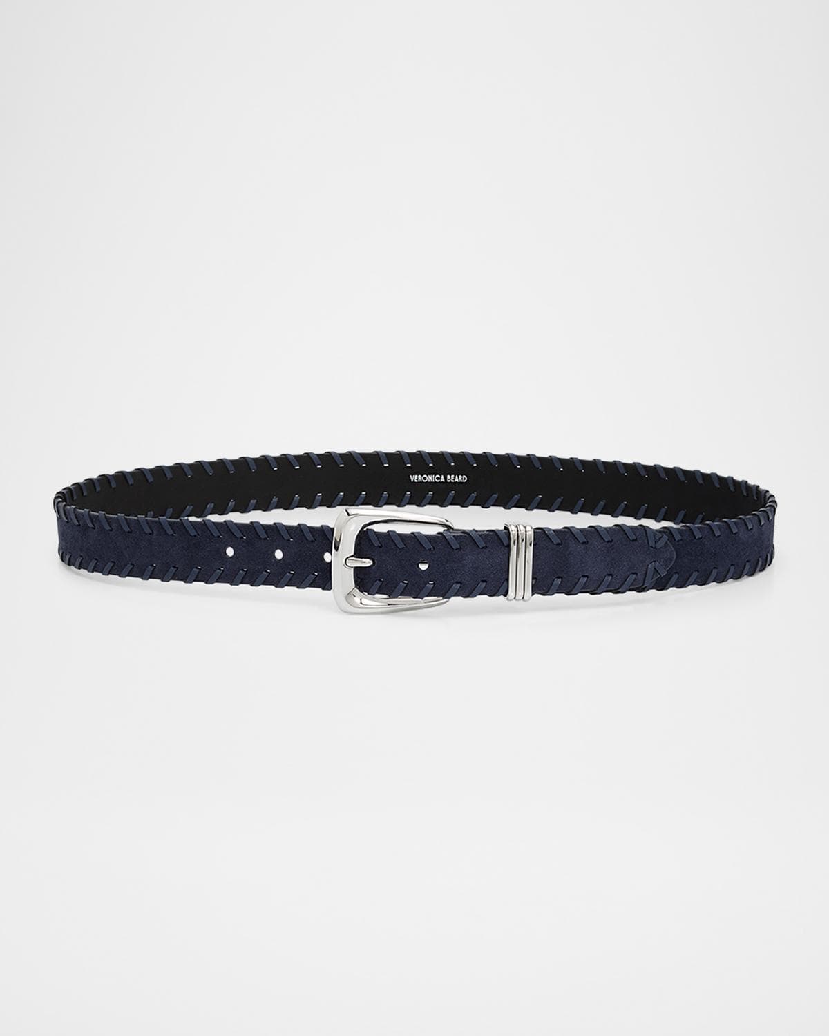 Veronica Beard Arch Suede Whipstitch Belt
