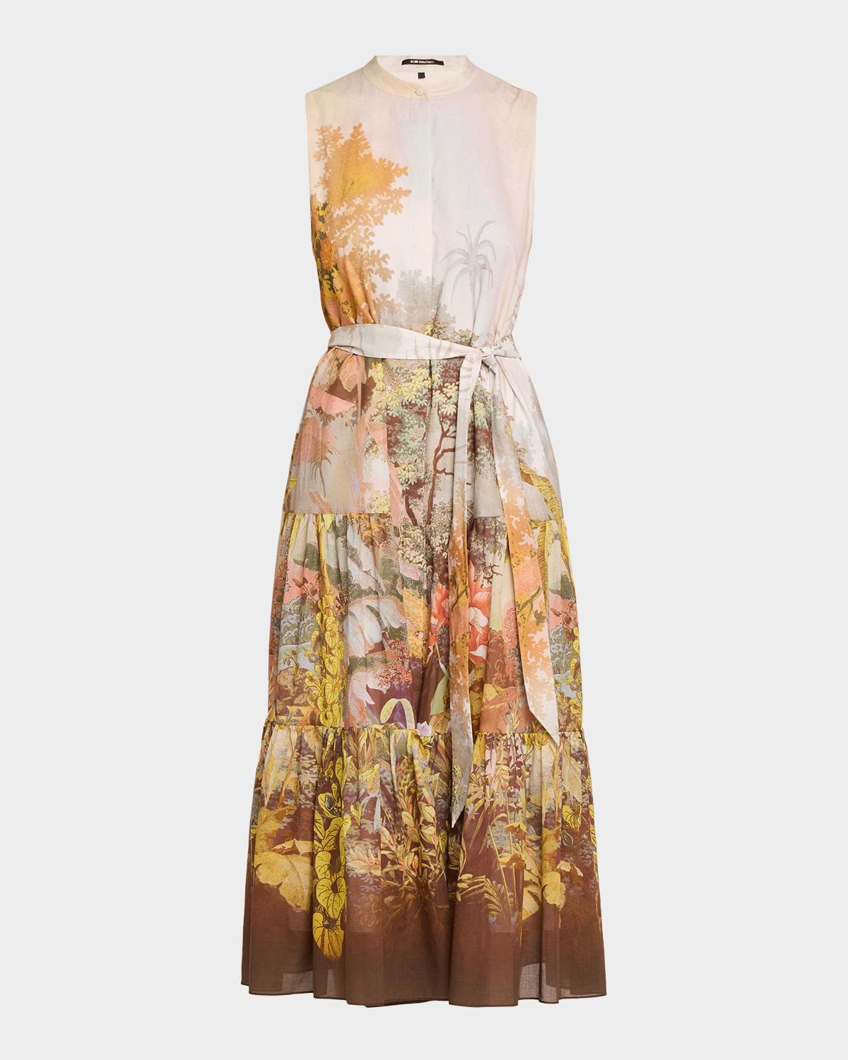 Kobi Halperin Jill Tiered Botanical-Print Midi Dress