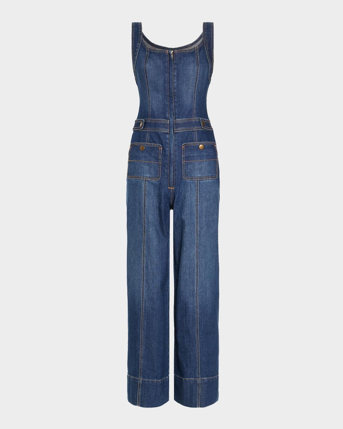 Ramy Brook Janet Cropped Wide-Leg Denim Jumpsuit