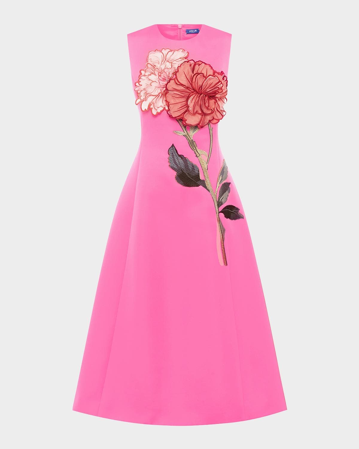 LEO LIN Cleo Sleeveless Floral Applique Midi Dress