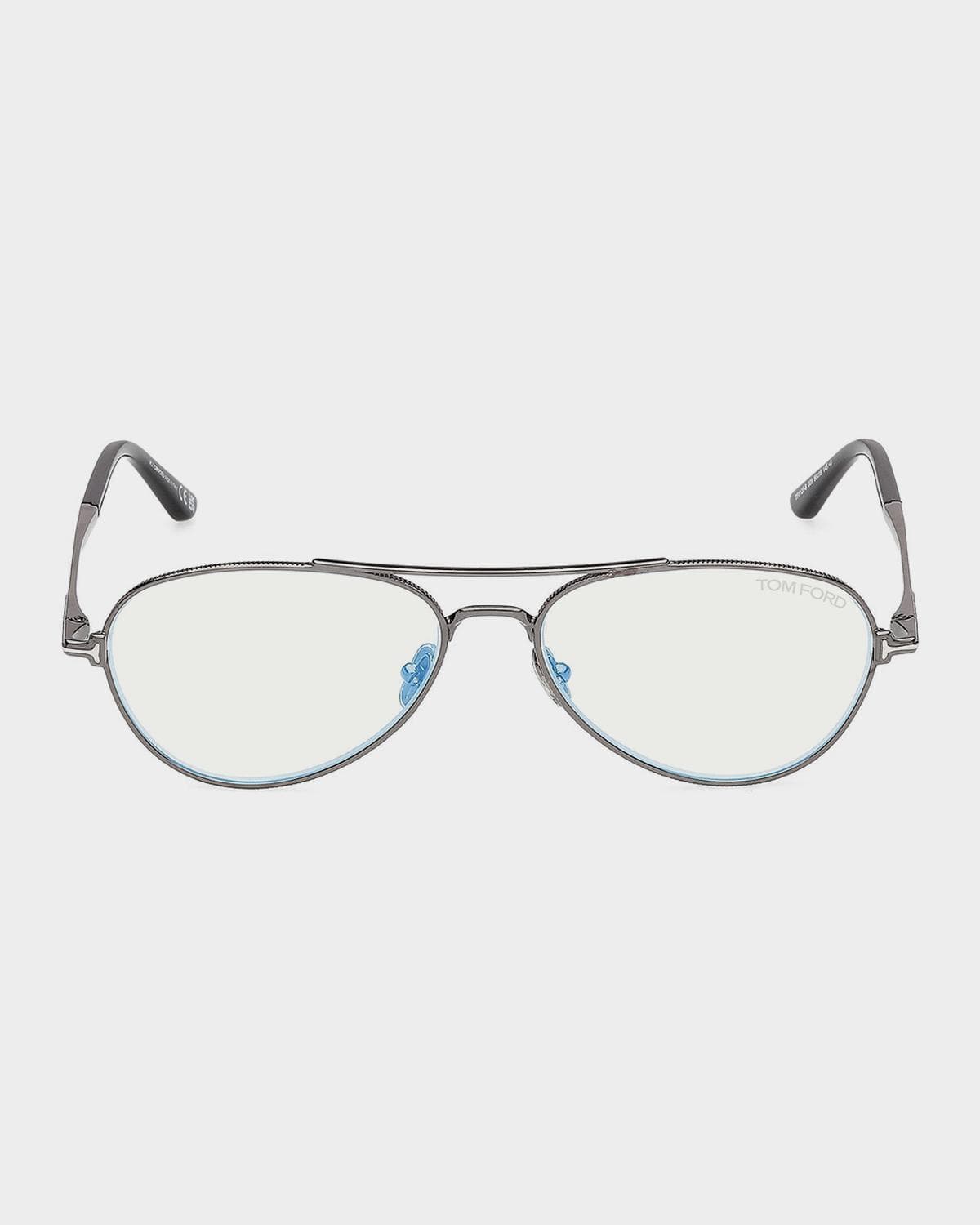 TOM FORD 56MM Blue Block Aviator Eyeglasses