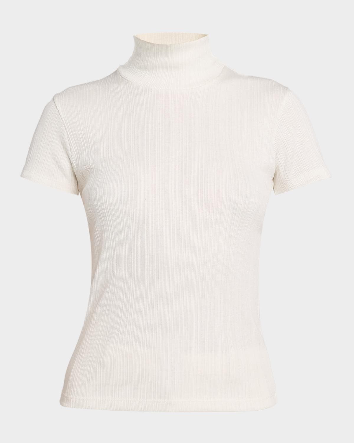 Vince Ribbed Mock-Neck Top