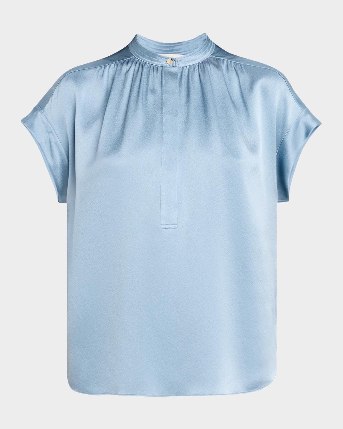 Vince Gathered Cap-Sleeve Silk Top