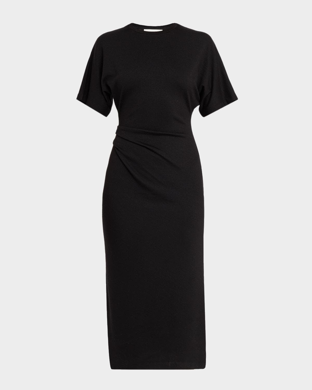 Vince Short-Sleeve Ruched Jersey Midi Dress