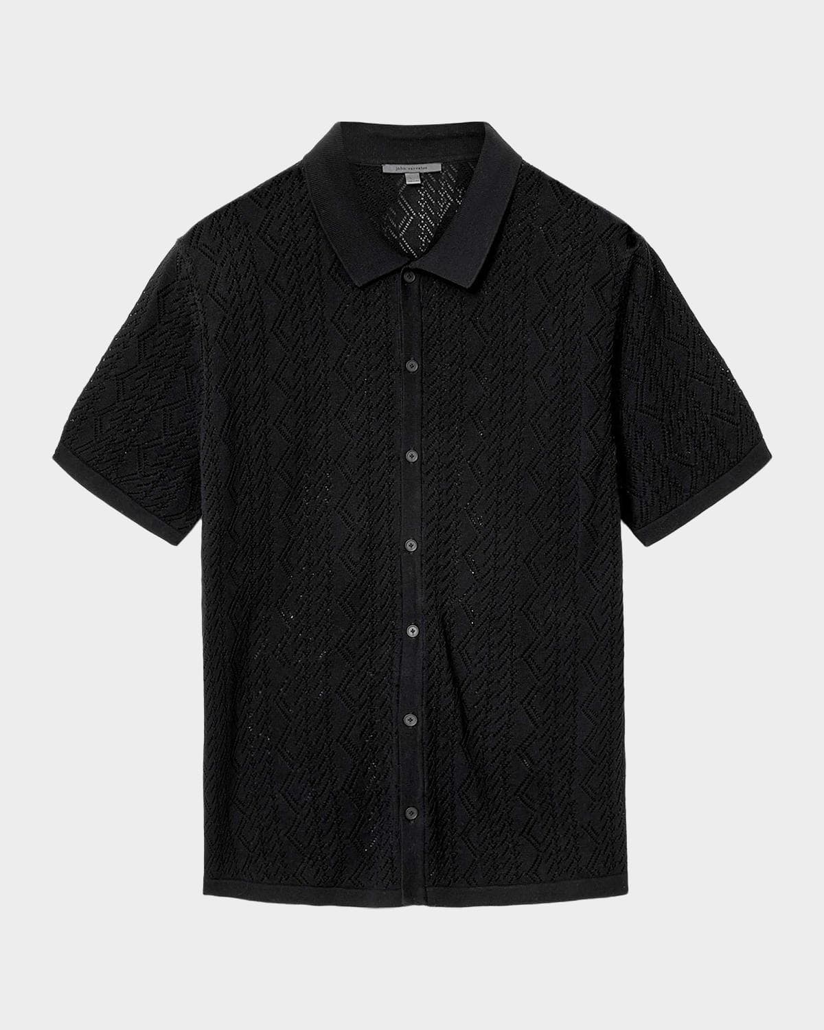 John Varvatos Men's Emil Pointelle Knit Short-Sleeve Sweater