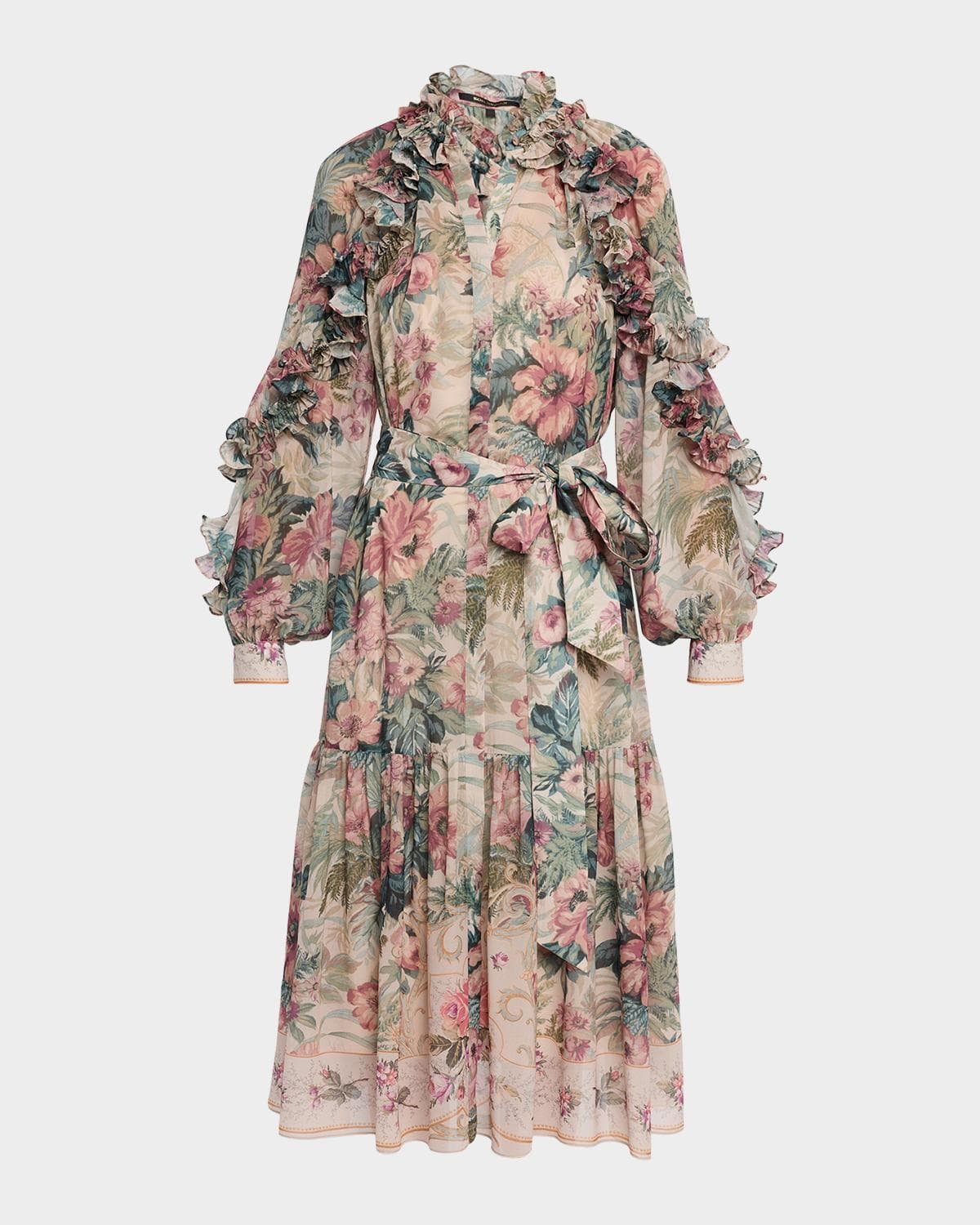 Kobi Halperin Amanda Floral-Print Ruffle Midi Dress