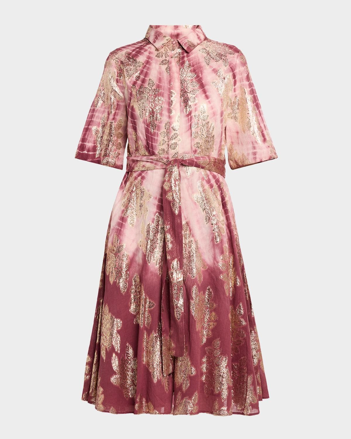 Kobi Halperin Tara Belted Shibori-Print Jacquard Dress · X-SMALL