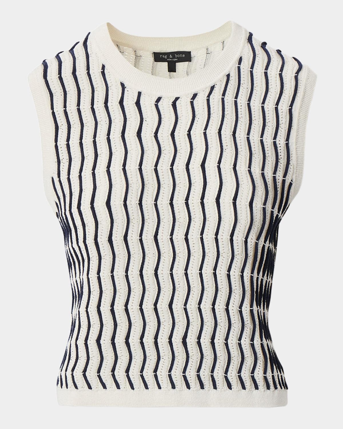 rag & bone Leslie Striped Pointelle-Knit Vest