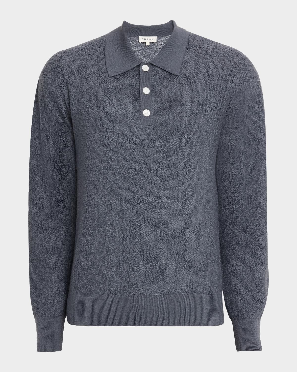 FRAME Men's Textured Wool Polo Sweater