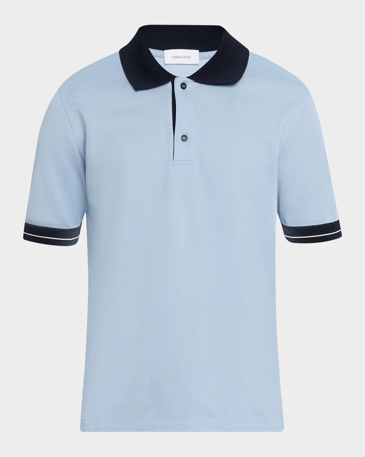FERRAGAMO Men's Contrast-Trim Cotton Pique Polo Shirt