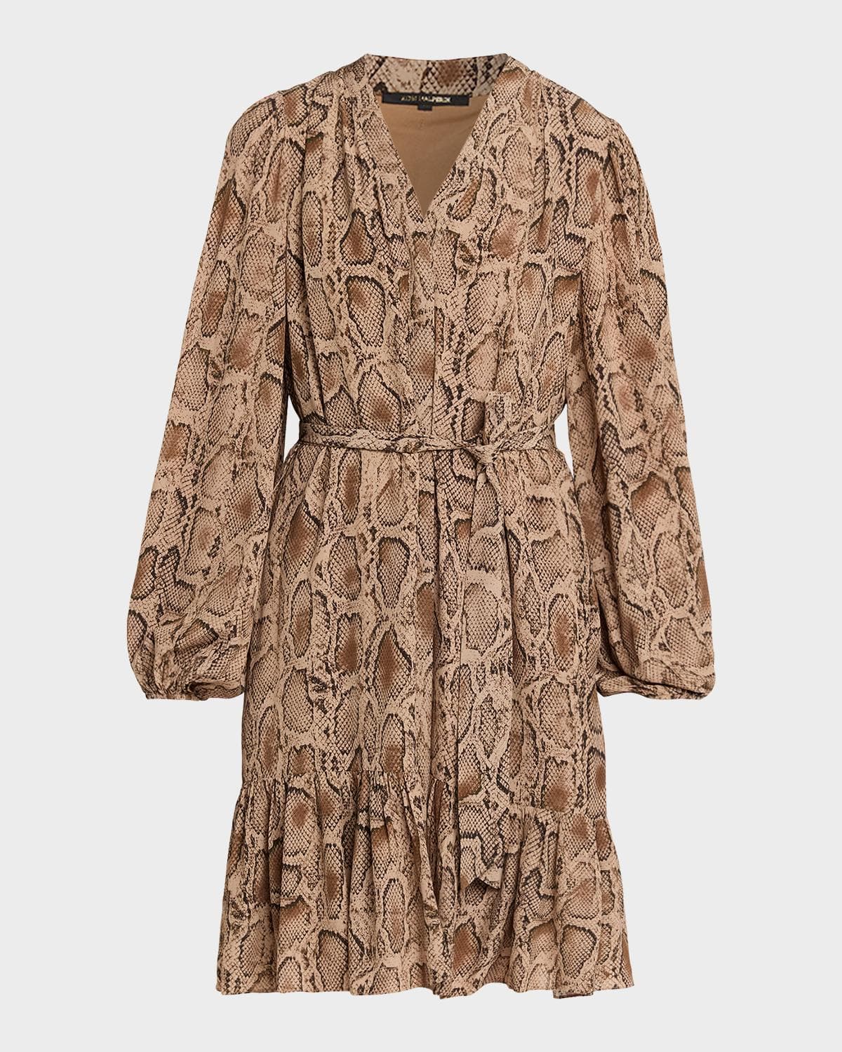 Kobi Halperin Samara Snakeskin-Print Viscose Dress · X-SMALL