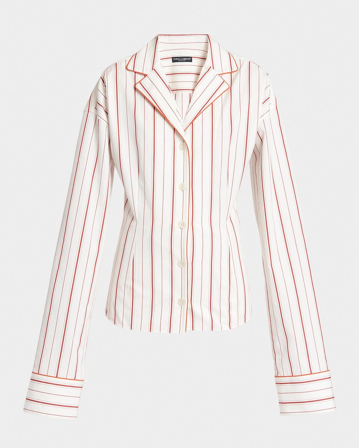 Dolce & Gabbana Sartorial Striped Cotton-Silk Button-Down Pajama Top