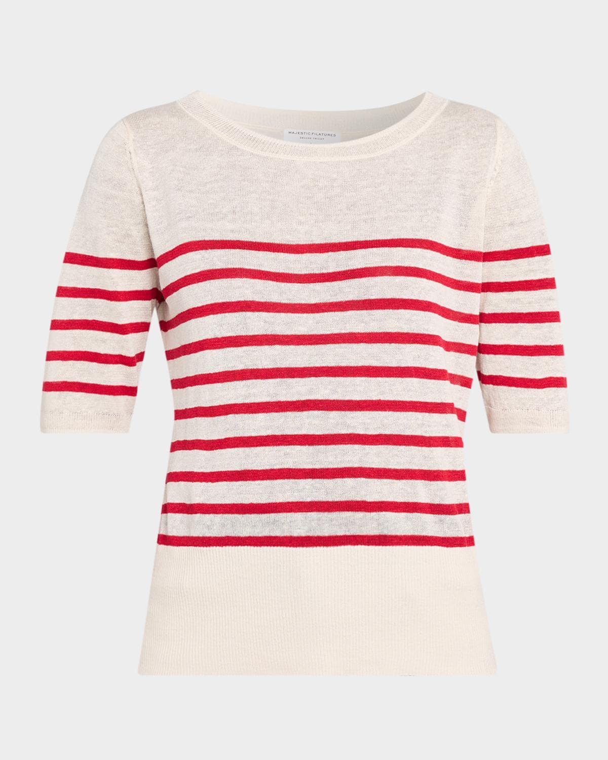 Majestic Filatures Linen Knit Striped Shirt