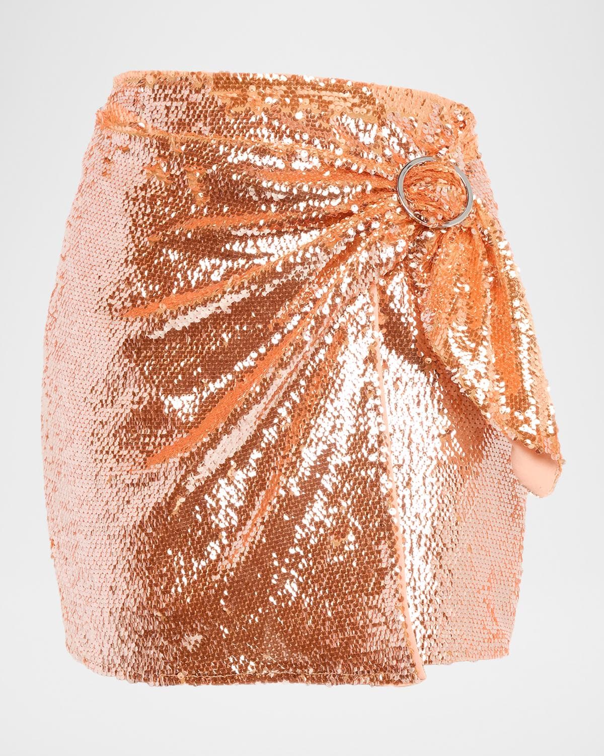 Toccin Dawson Sequined Sarong Mini Skirt