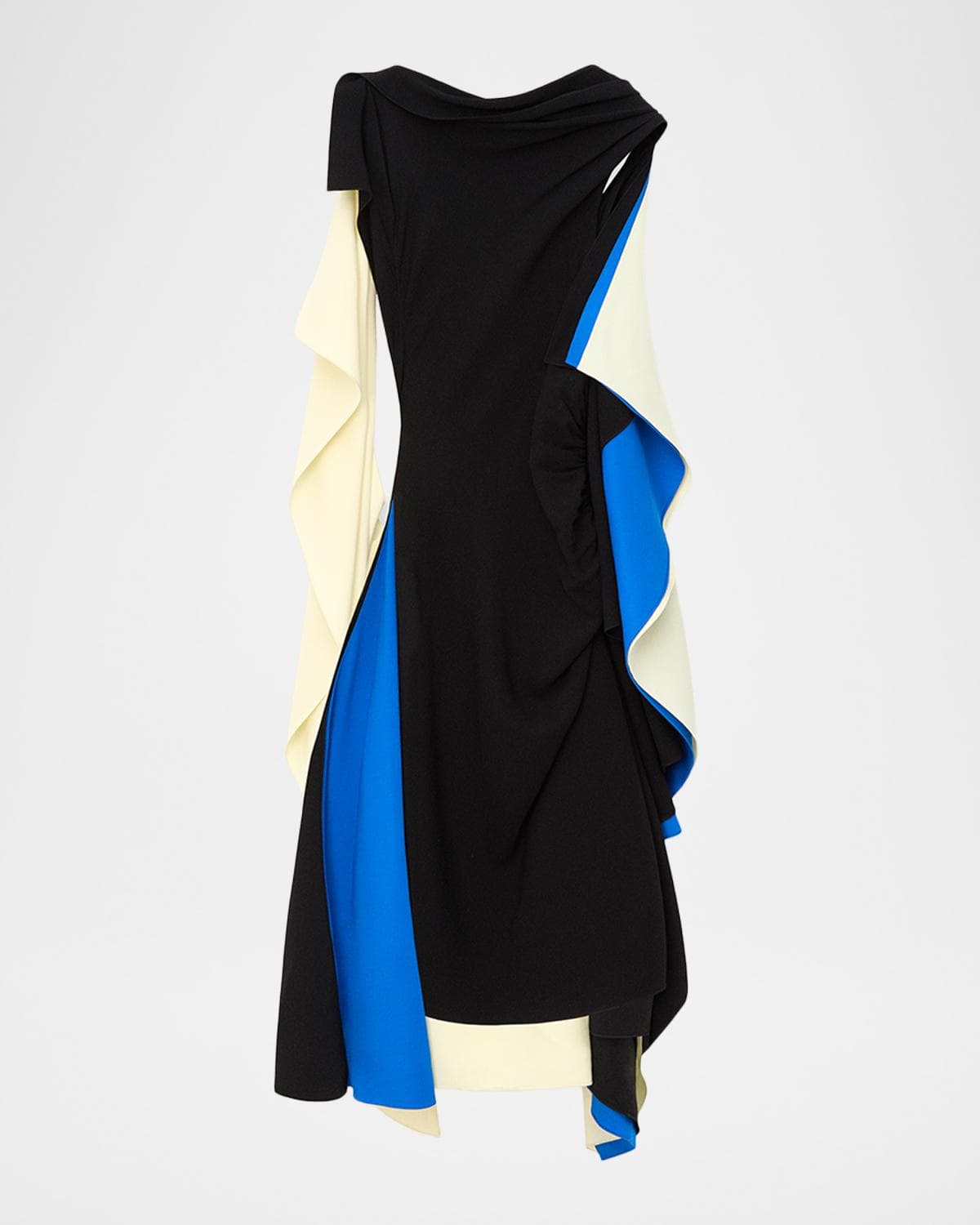 LOEWE Asymmetric Colorblock Draped High-Low Dress
