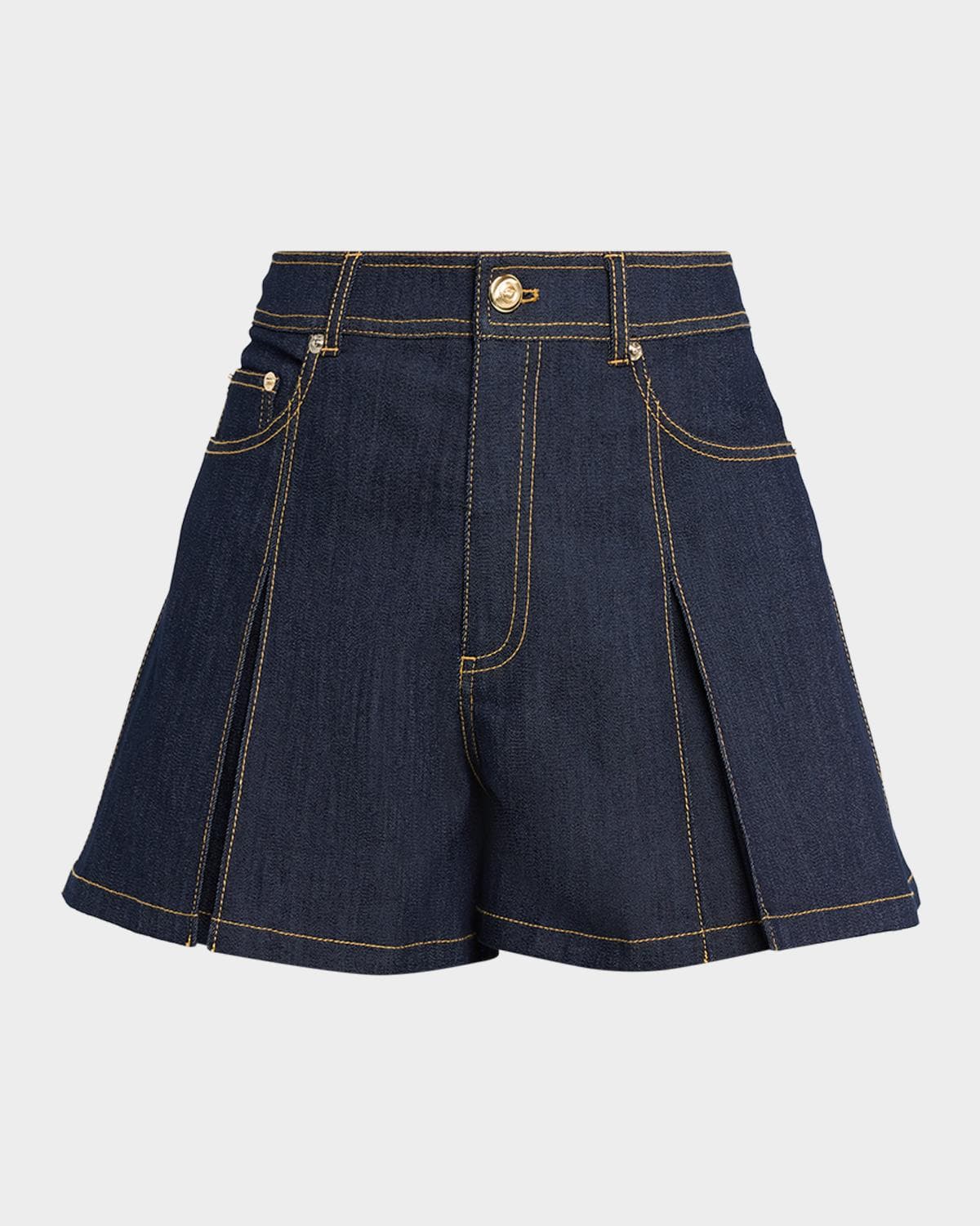 Cinq à Sept Desi Pleated Denim Shorts