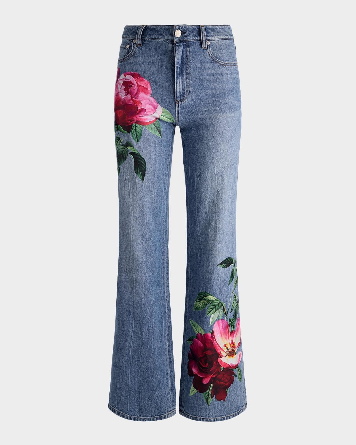 ALICE + OLIVIA Chic Printed Wide-Leg Jeans