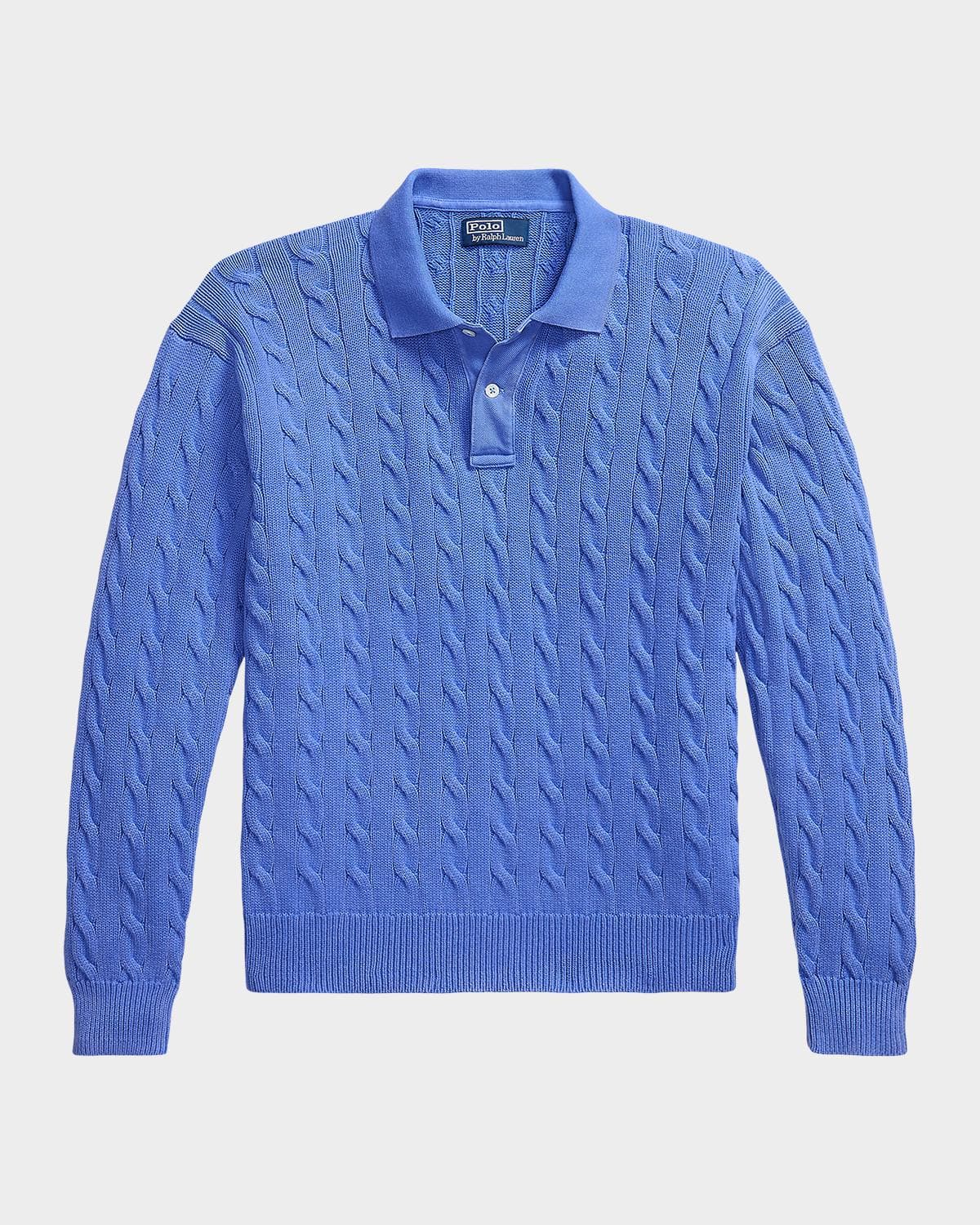 Polo Ralph Lauren Men's Relaxed Fit Cable-Knit Cotton Polo Sweater
