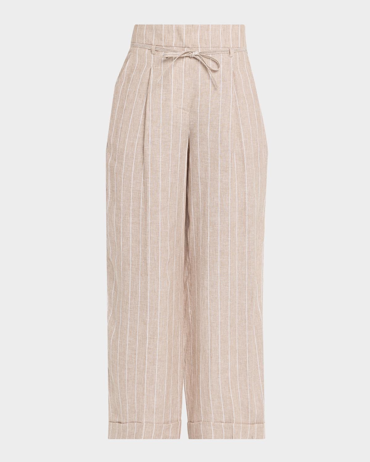 Peserico Striped Straight-Leg Ankle Pants