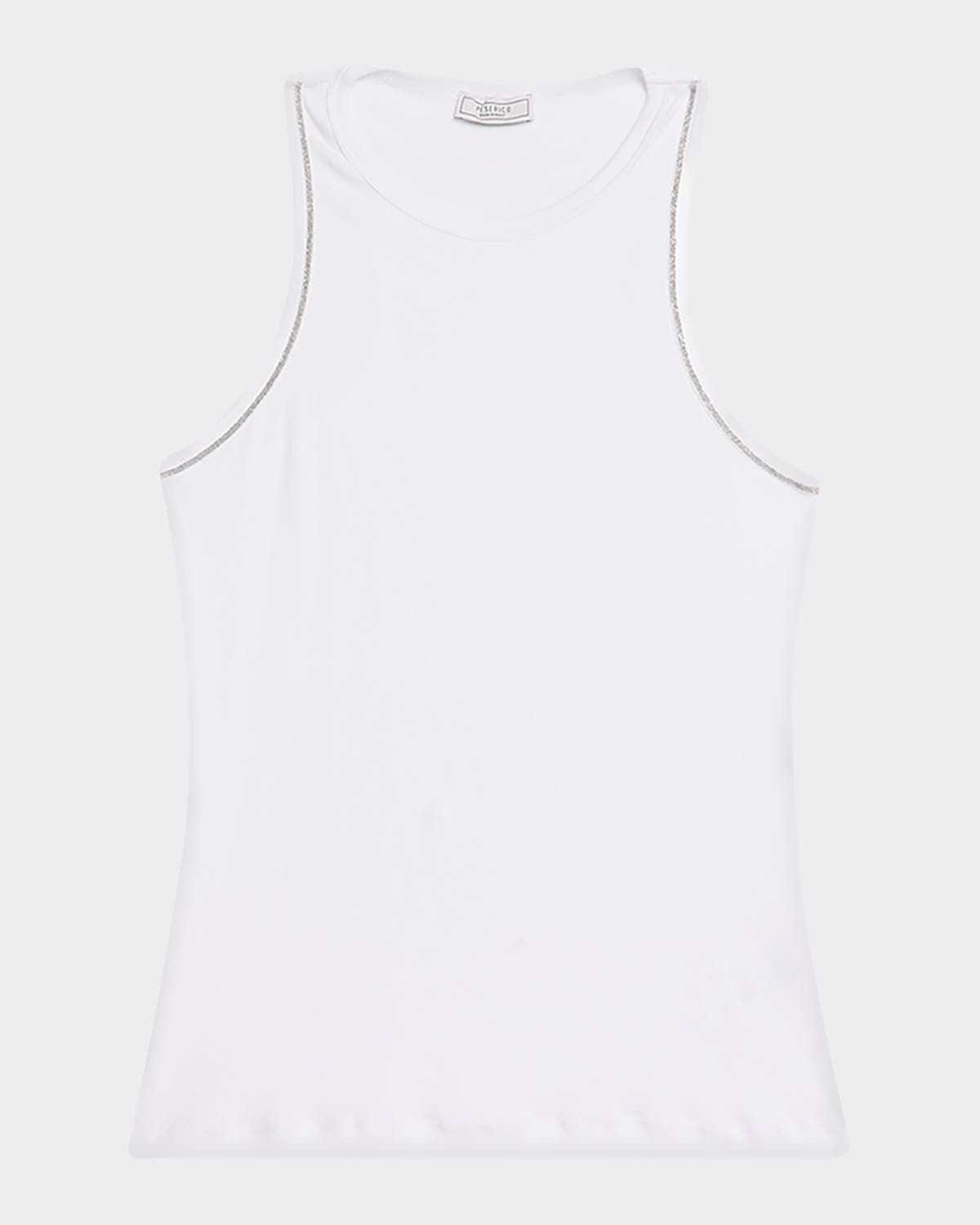 Peserico Crewneck Stretch Linen-Cotton Tank Top