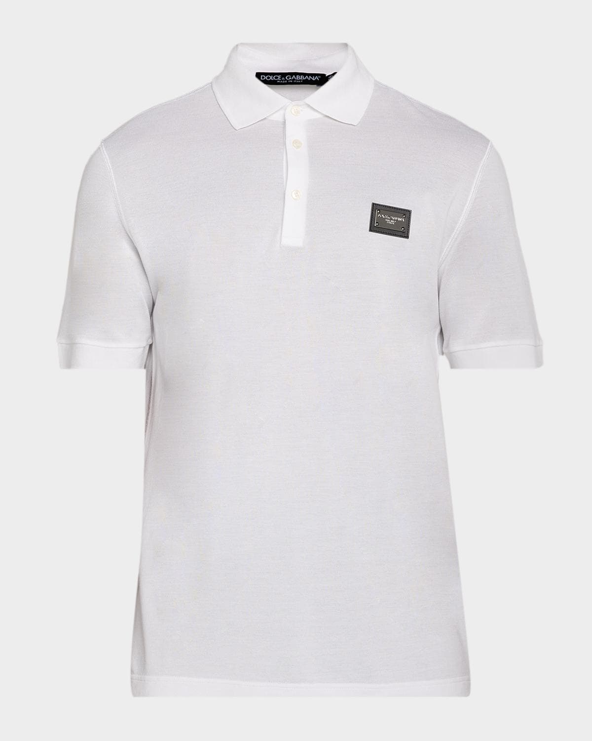Dolce & Gabbana Men's Cotton Pique Polo Shirt with Branded Tag
