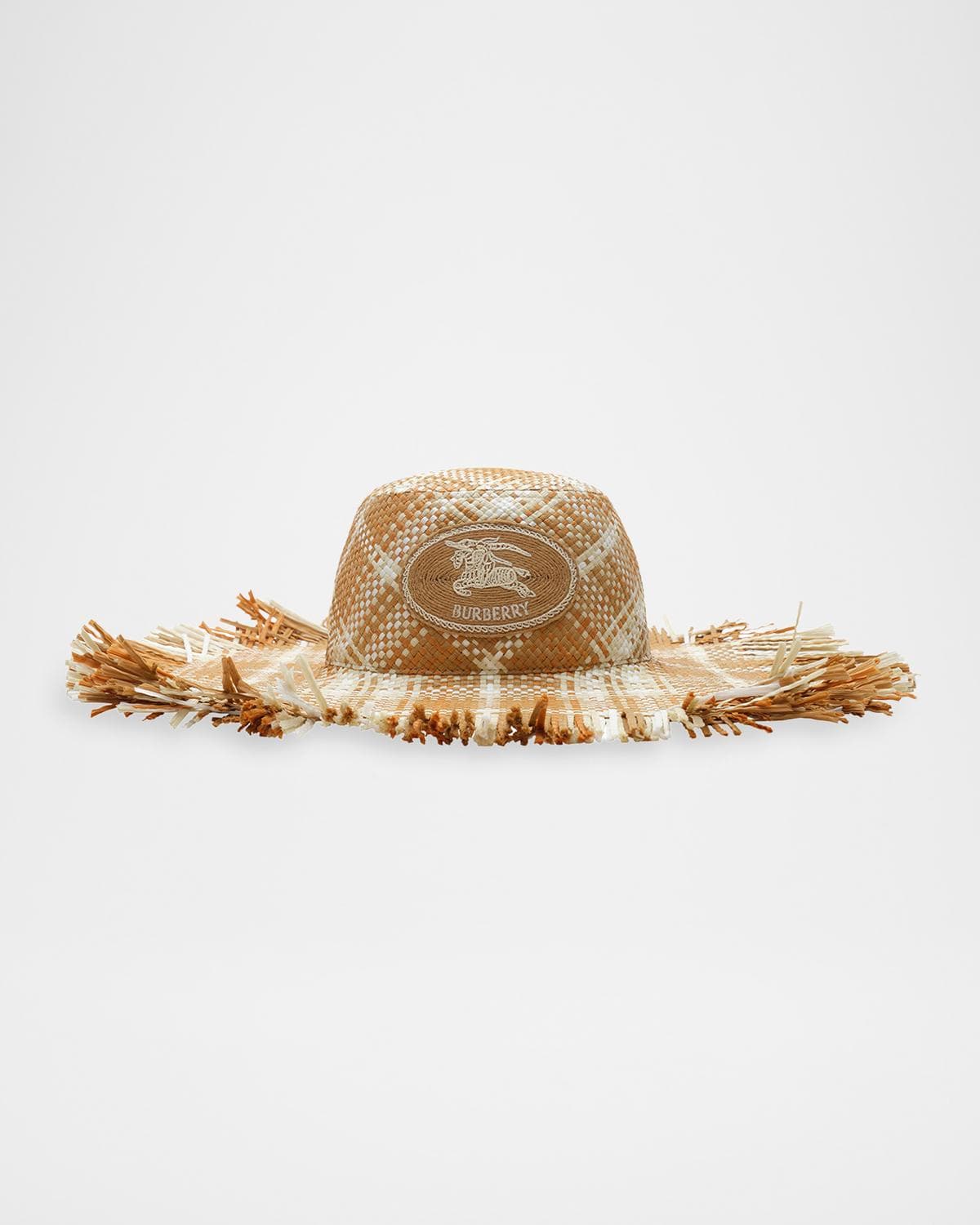 Burberry Knight Stamp Raffia-Effect Sun Hat