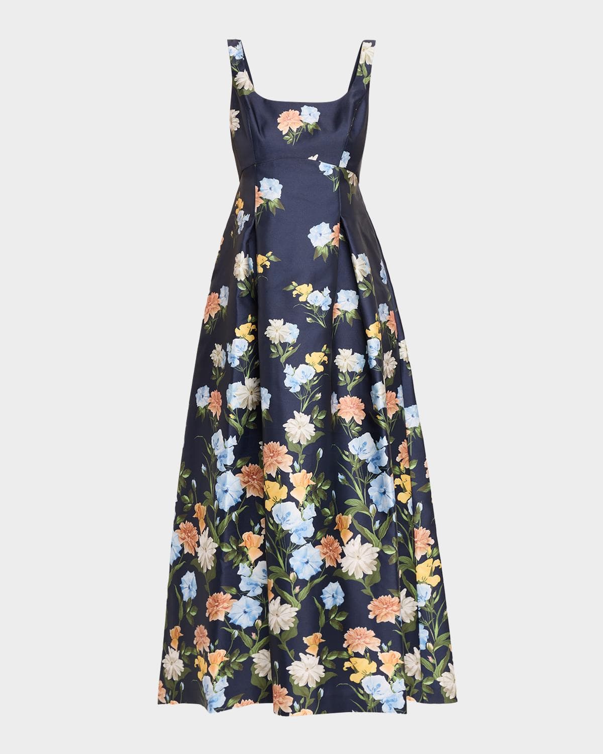 SACHIN BABI Aurora Pleated Floral-Print Mikado Gown