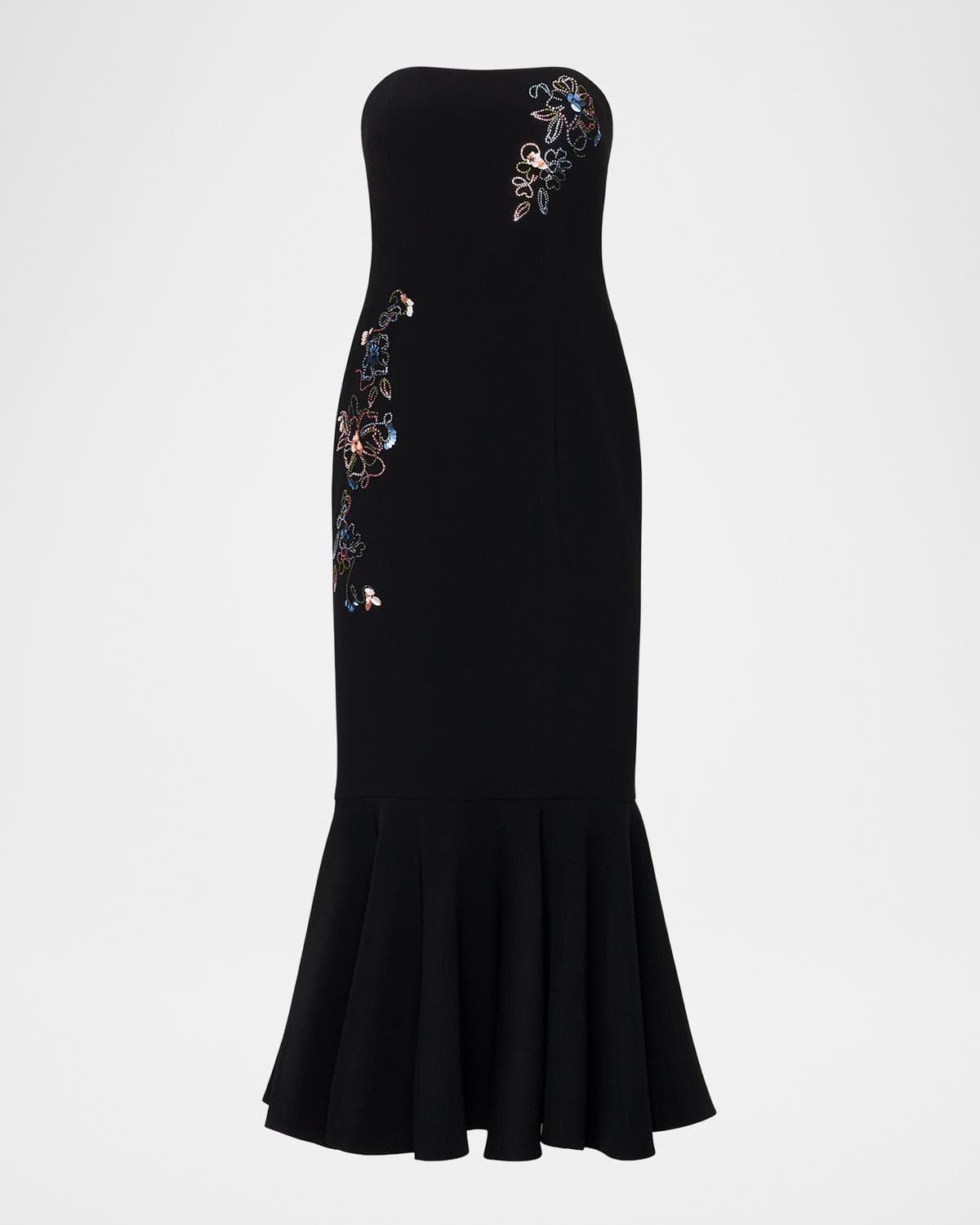 Cinq à Sept Juniper Blooming Linework Strapless Dress