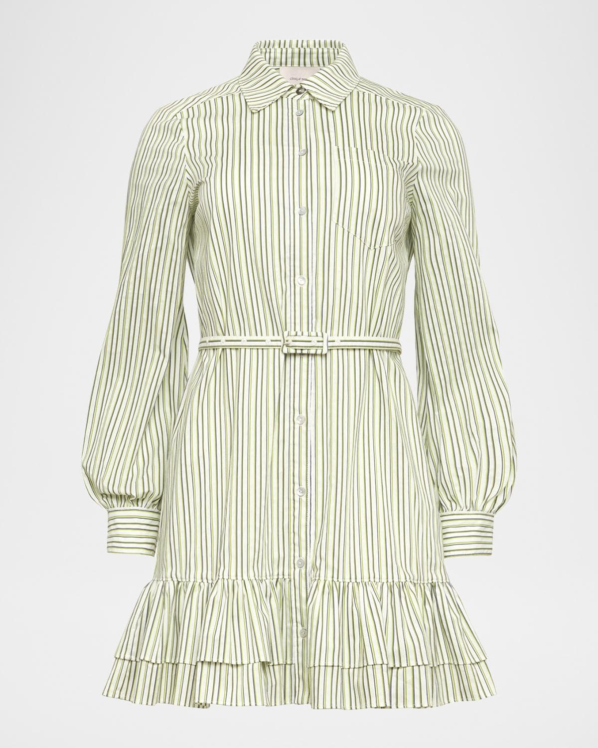 Cinq à Sept Sophie Striped Belted Mini Shirtdress
