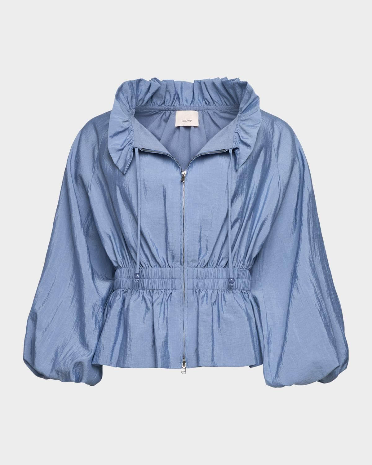 Cinq à Sept Deana Ruffled-Collar Nylon Peplum Jacket