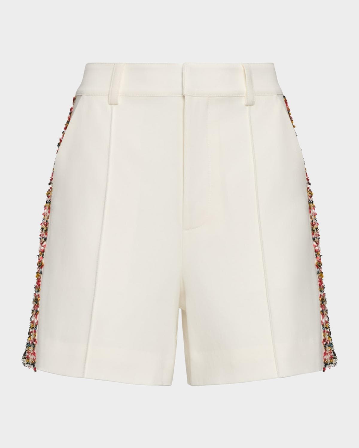 Cinq à Sept Lynn Tweed-Embellished Crepe Shorts