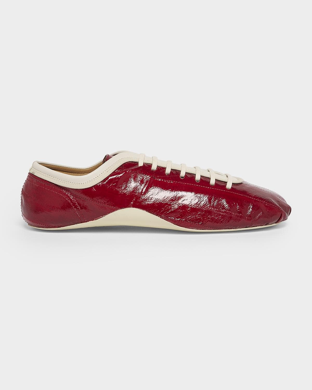 Dries Van Noten Leren Glossy Eel-Effect Leather Slim Sneakers