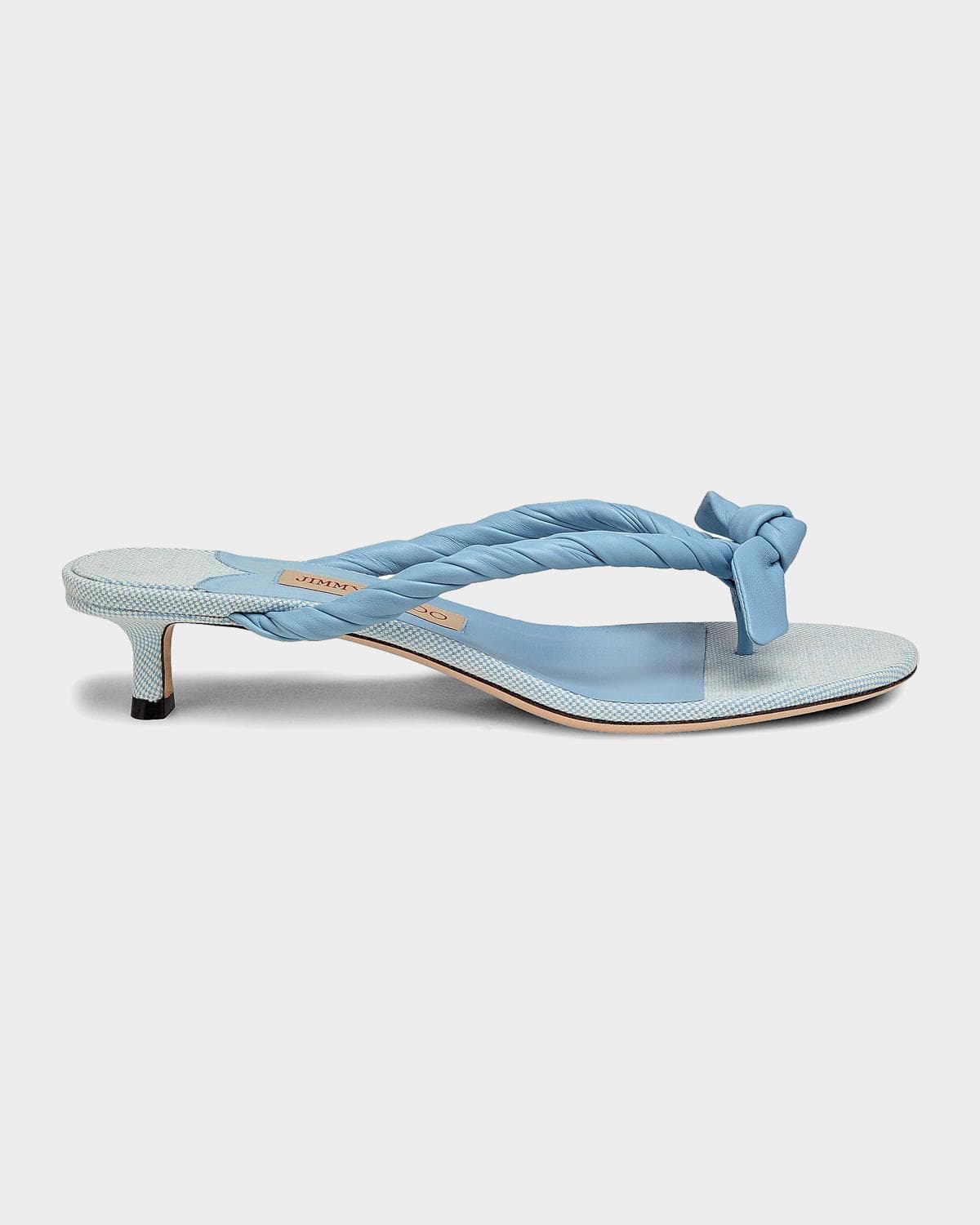 Jimmy Choo 35mm Liss Leather Bow Kitten-Heel Sandals