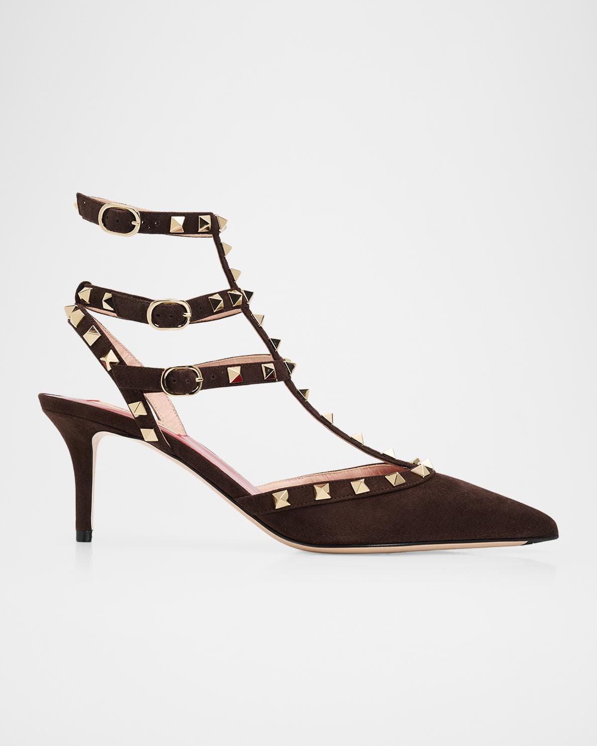 Valentino Garavani 65mm Rockstud Suede Ankle-Strap Pumps