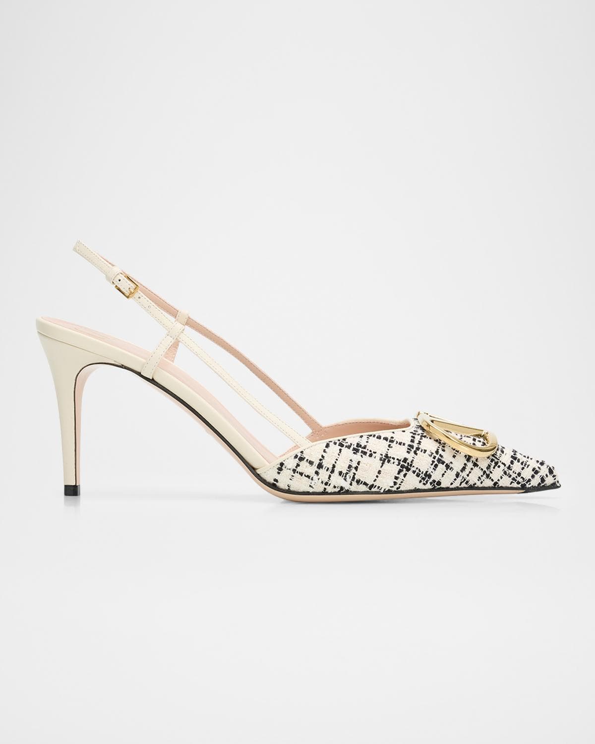 Valentino Garavani 80mm VLogo Signature Tweed Slingback Pumps
