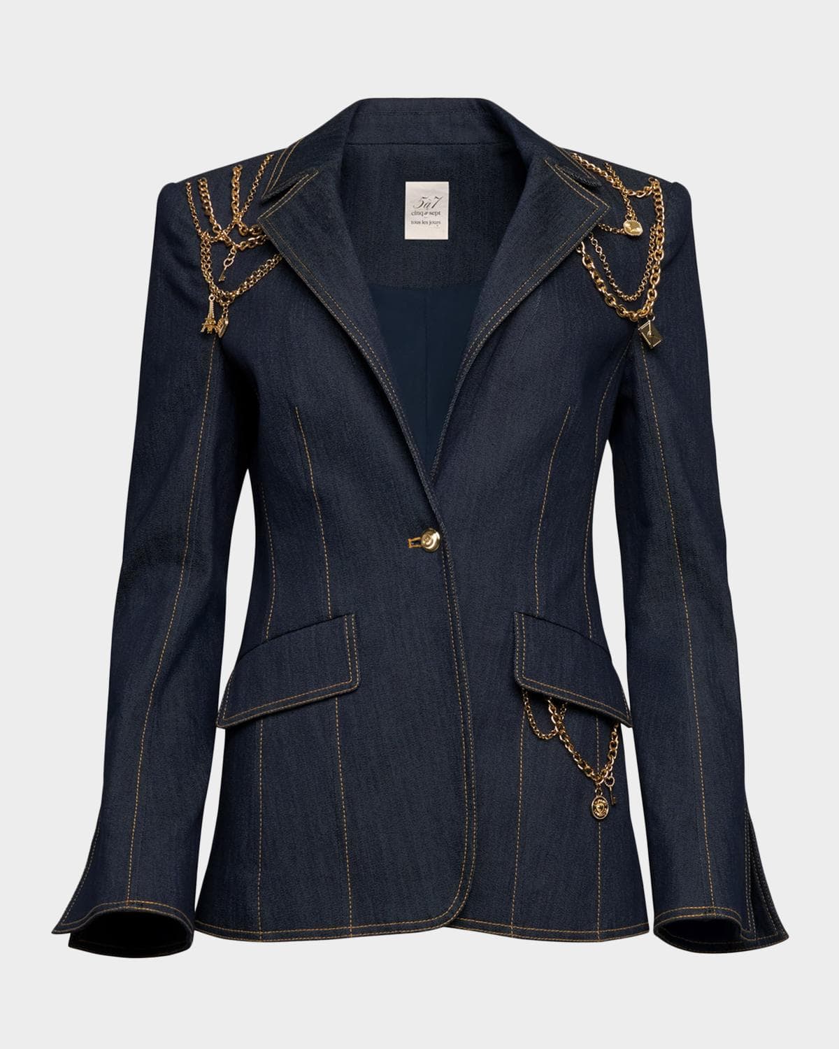 Cinq à Sept Love Token Danicka Embellished Denim Blazer