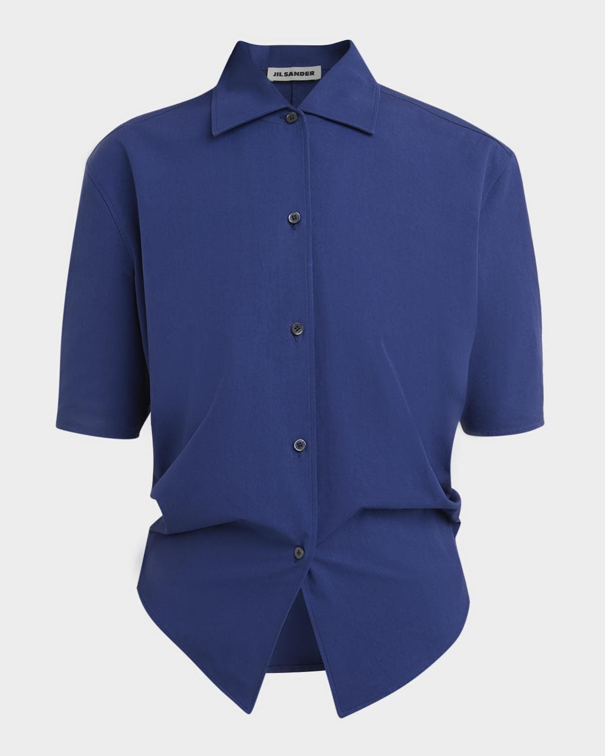 Jil Sander Gathered Short-Sleeve Button-Down Shirt