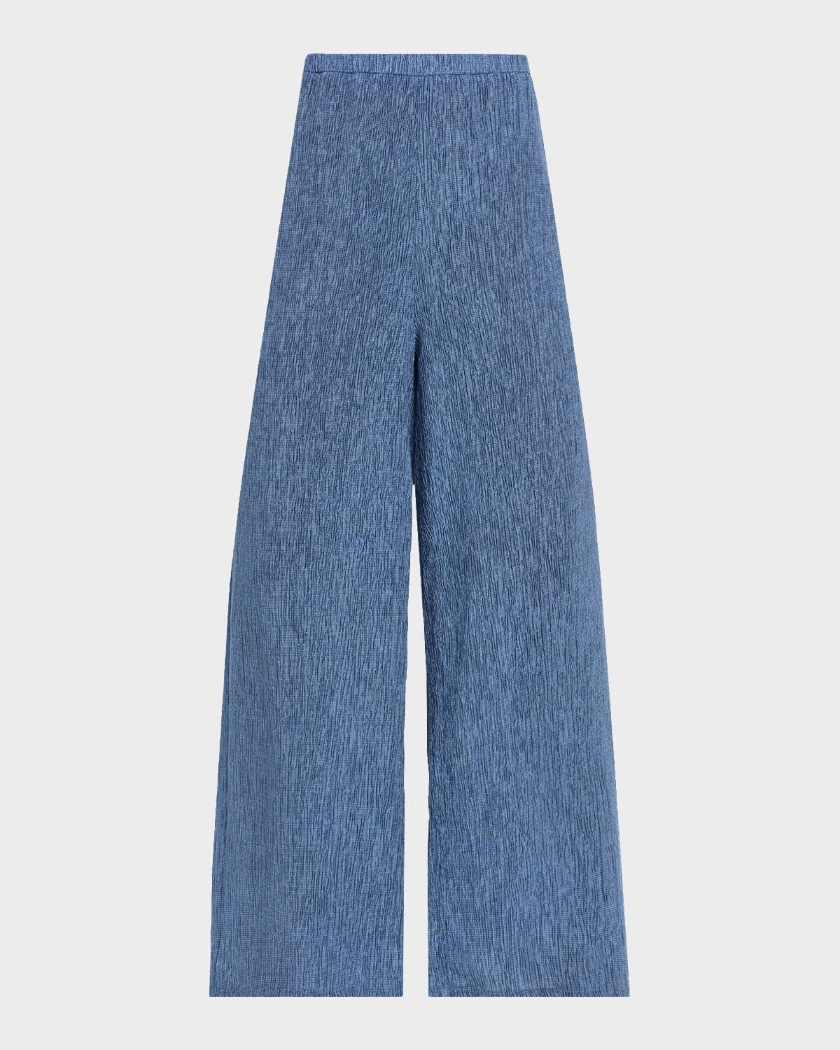 Eileen Fisher Crinkled Wide-Leg Ankle Pants