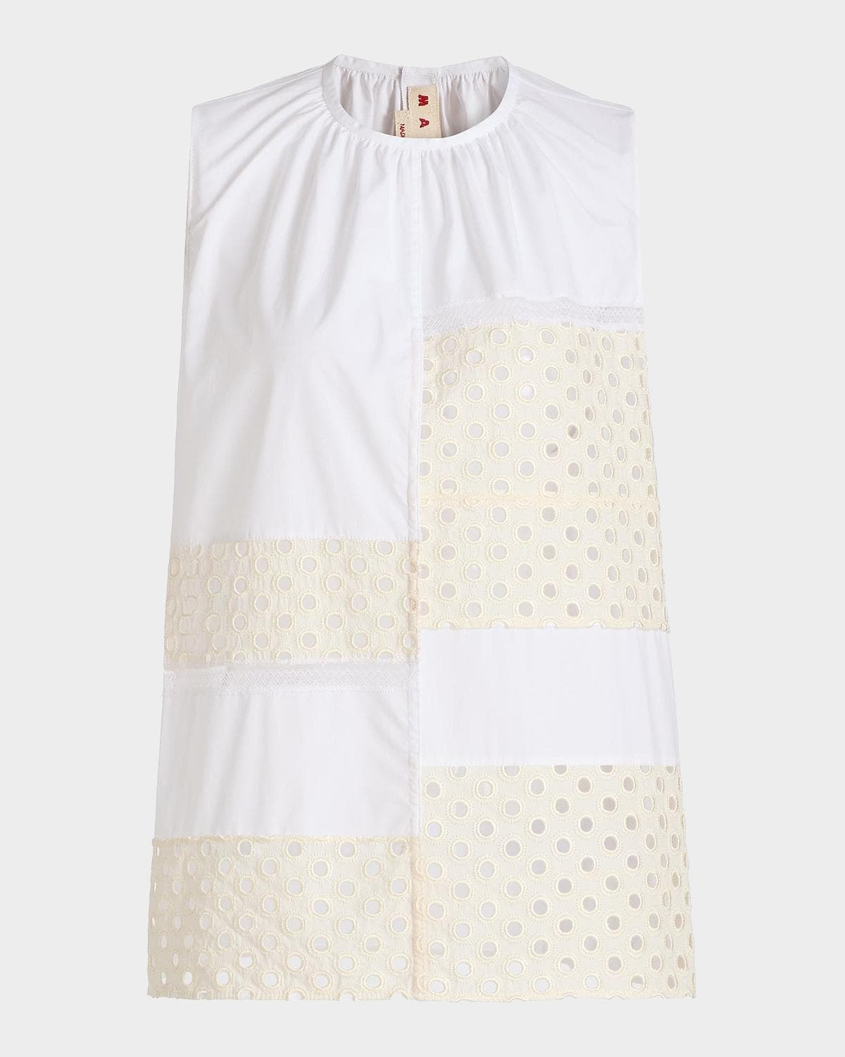 Marni Broderie Anglaise Patchwork Sleeveless Top