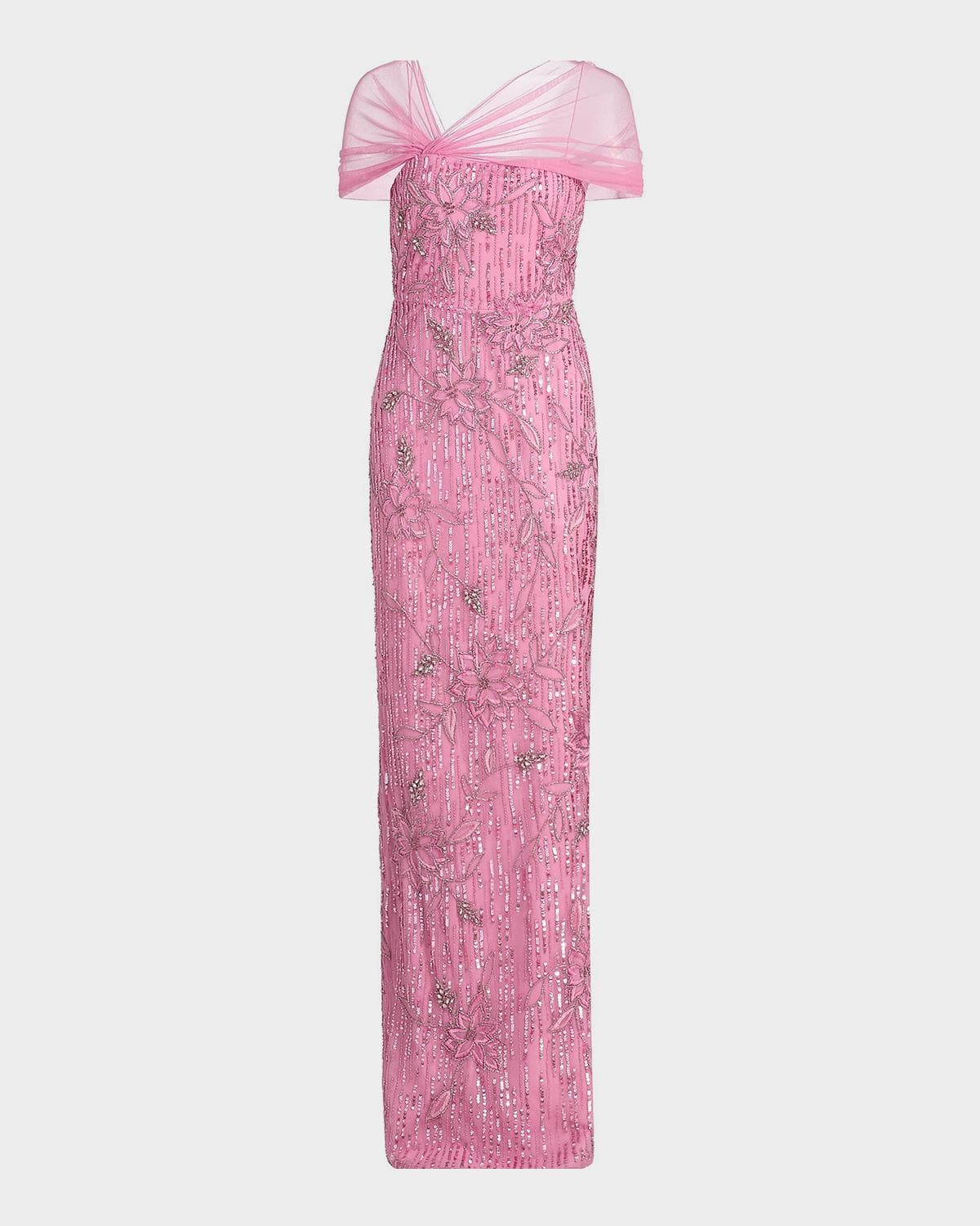 Theia Clover Shawl Draped Gown