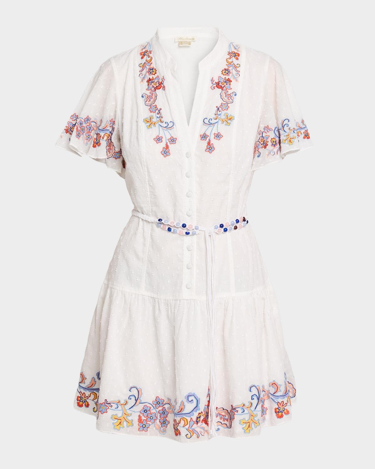 Shoshanna Cowden Floral-Embroidered Cotton Mini Dress