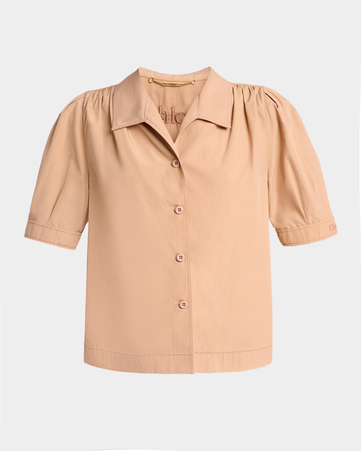Chloe Cotton Poplin Short-Sleeve Shirt