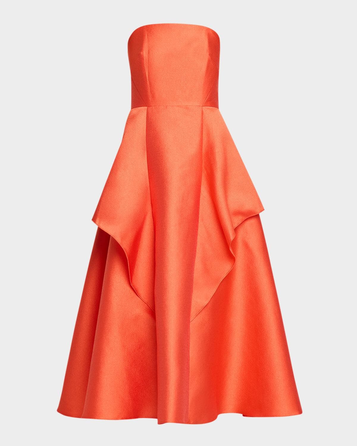 Shoshanna Pippa Strapless Draped Mikado Midi Dress