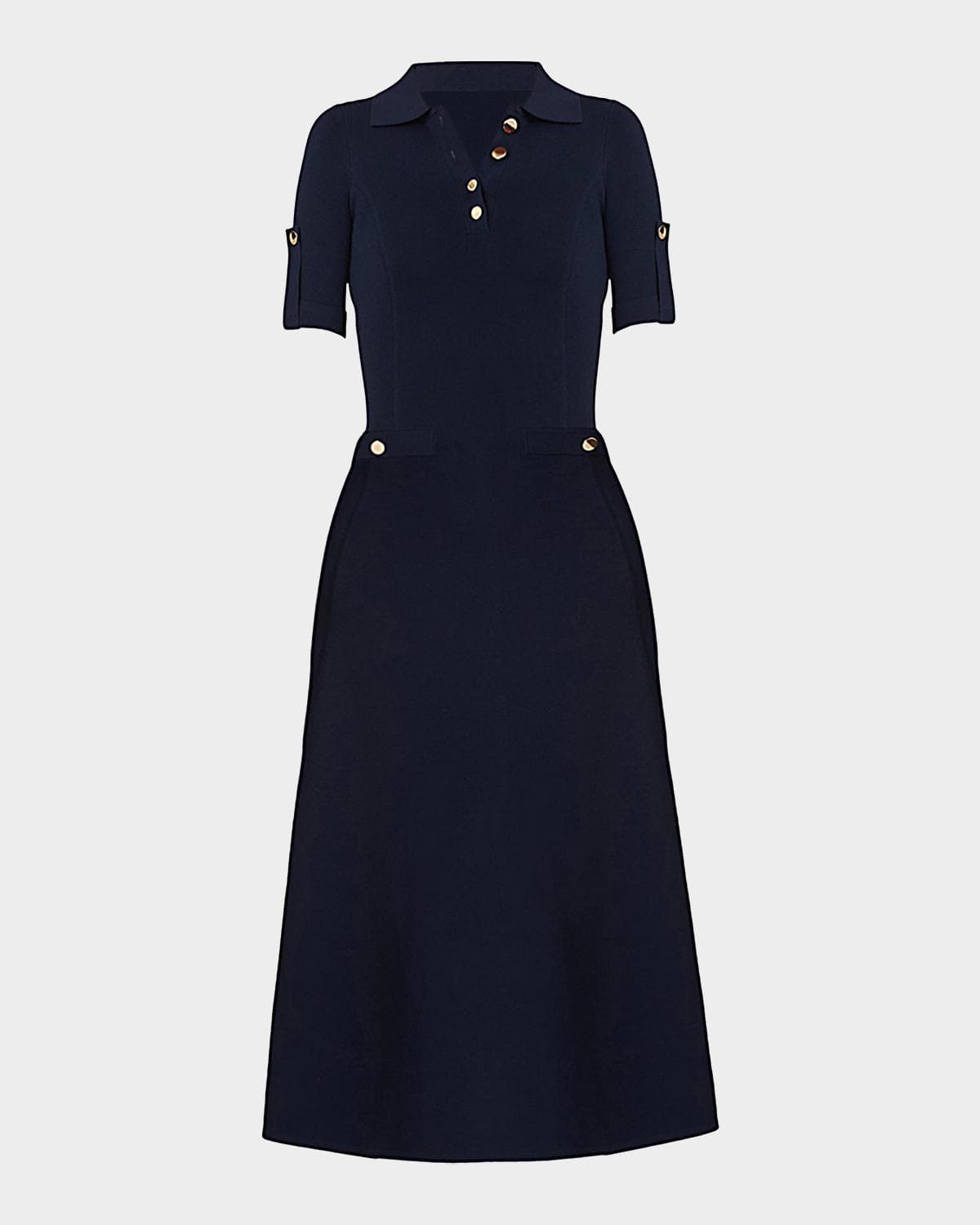 Shoshanna Saylor Button-Embellished Knit Midi Dress