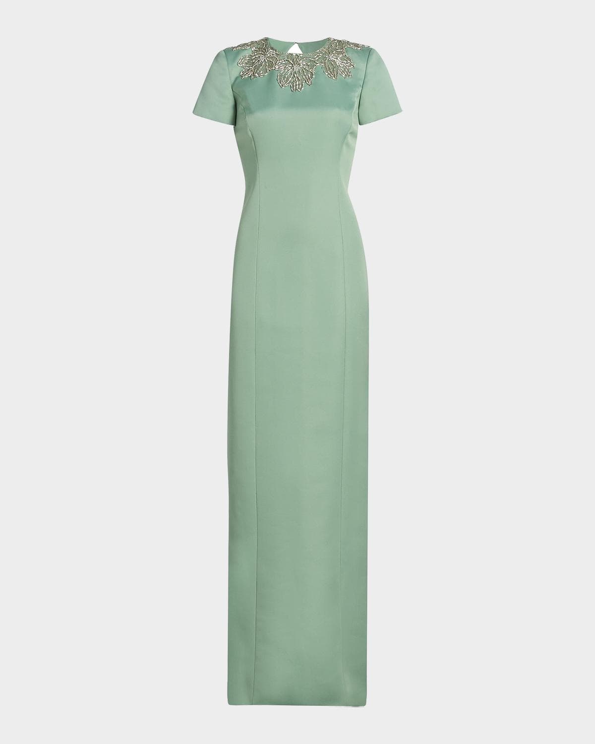 Theia Sorelia Beaded Duchess Satin Column Gown