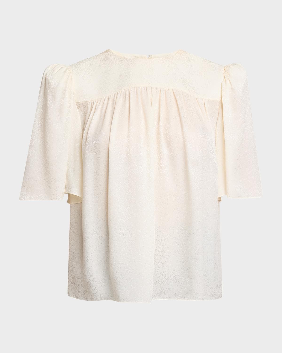 Chloe Strong-Shoulder Floral Silk Jacquard Top