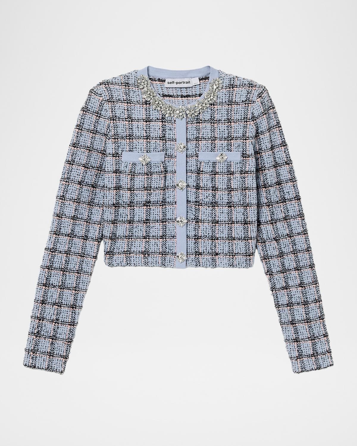 Self-Portrait Check Knit Cardigan